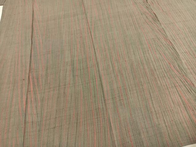 平和屋着物▽上質な紬 単衣 よろけ縞 正絹 逸品 AABD0424fy