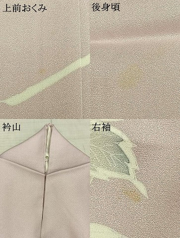 平和屋着物▽訪問着 単衣 枝花文 銀糸 正絹 逸品 AABD0426fy