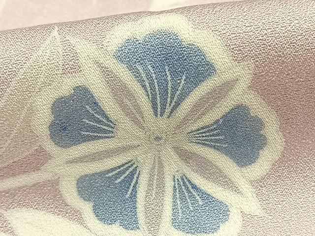 平和屋着物▽訪問着 単衣 枝花文 銀糸 正絹 逸品 AABD0426fy
