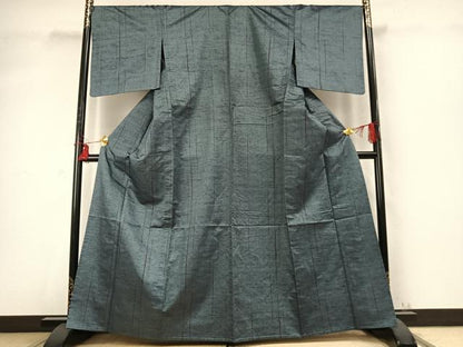 平和屋着物▽上質な紬　単衣　抽象文様　正絹　逸品　AABG8472ck