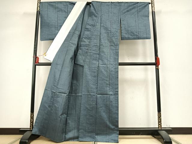 平和屋着物▽上質な紬　単衣　抽象文様　正絹　逸品　AABG8472ck