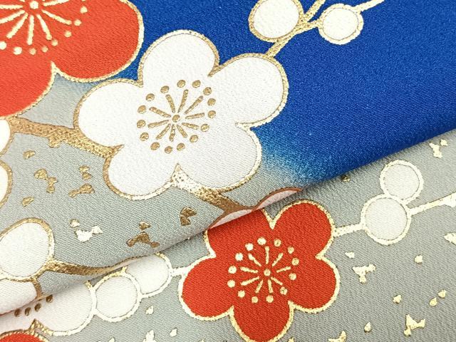 平和屋着物▽訪問着　単衣　梅　金彩　洗える着物　AABD0430fy