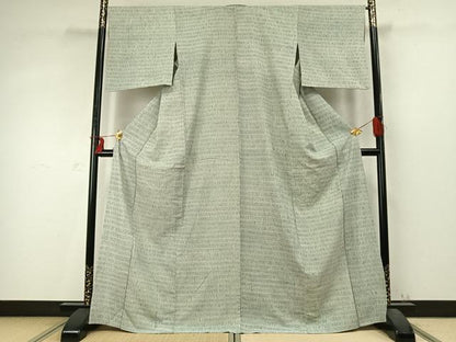 平和屋着物▽上質な紬 単衣 絞り よろけ縞 正絹 逸品 AABD0432fy