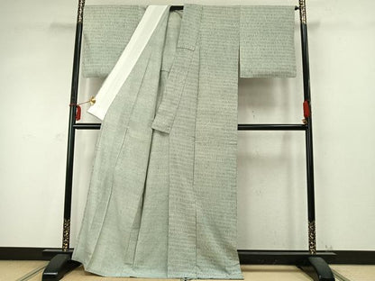 平和屋着物▽上質な紬 単衣 絞り よろけ縞 正絹 逸品 AABD0432fy