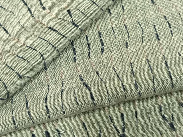 平和屋着物▽上質な紬 単衣 絞り よろけ縞 正絹 逸品 AABD0432fy