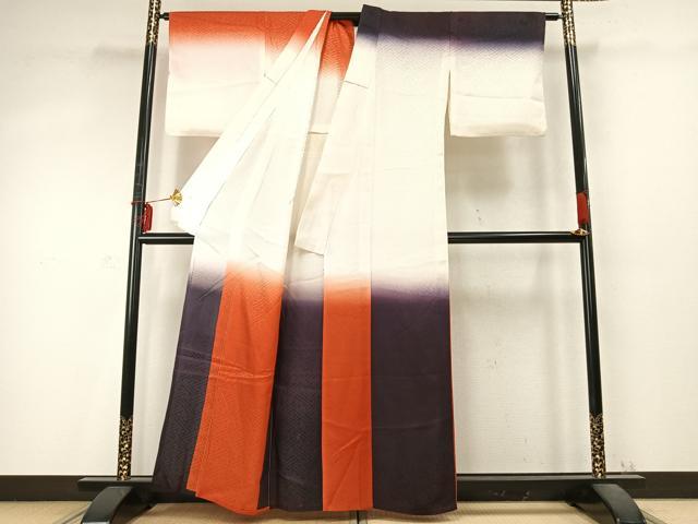 平和屋着物▽訪問着 単衣 紗綾形文 暈し染め 洗える着物 AABD0433fy