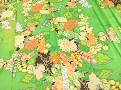 平和屋着物▽豪華振袖 単衣 草花文 正絹 逸品 AABD0435fy
