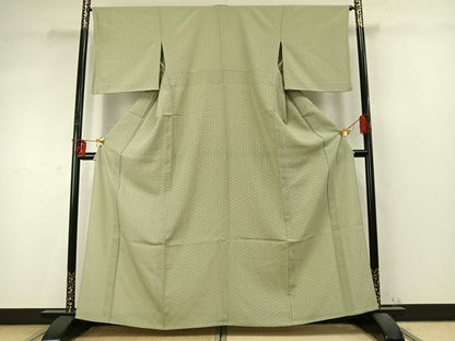 平和屋着物▽上質な小紋　単衣　麻の葉文様　さが美扱い　正絹　逸品　AABD0437fy