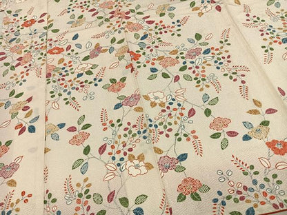 平和屋着物●上質な小紋　枝花文　正絹　逸品　AABD0445fy