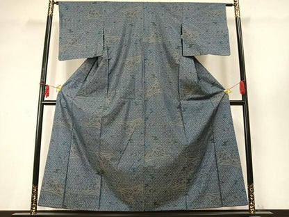 平和屋着物●本場大島紬　風景文　正絹　逸品　AABD0446fy