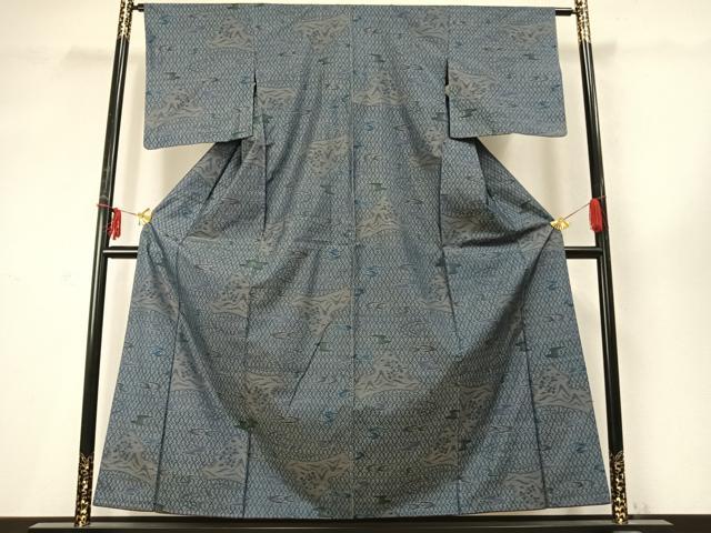 平和屋着物●本場大島紬　風景文　正絹　逸品　AABD0446fy