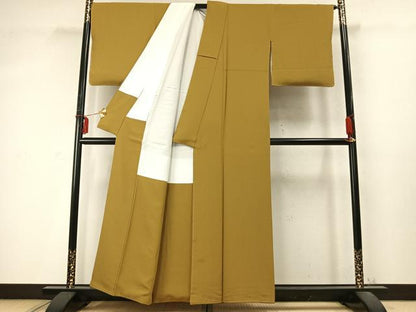 平和屋着物●上質な色無地　芥子色　正絹　逸品　AABD0449fy