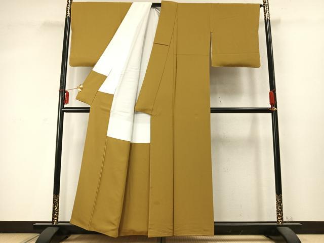 平和屋着物●上質な色無地　芥子色　正絹　逸品　AABD0449fy