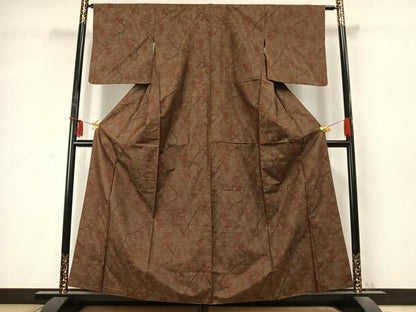 平和屋着物●本場大島紬　枝葉文　正絹　逸品　AABD0454fy
