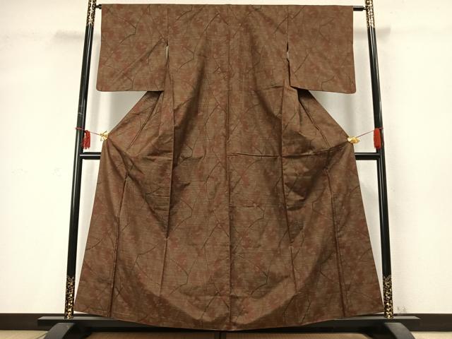 平和屋着物●本場大島紬　枝葉文　正絹　逸品　AABD0454fy