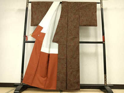 平和屋着物●本場大島紬　枝葉文　正絹　逸品　AABD0454fy