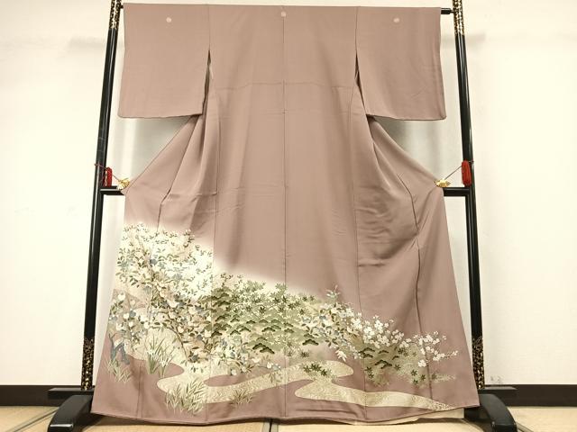 平和屋着物●豪華色留袖 駒刺繍 草花文 暈し染め 金彩 正絹 逸品 AABD0458fy