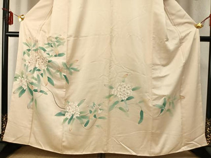 平和屋着物●訪問着　駒刺繍　草花文　金彩　正絹　逸品　AABD0469fy