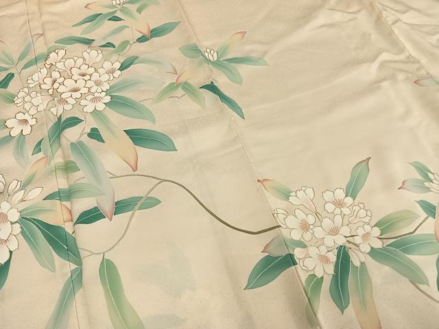 平和屋着物●訪問着　駒刺繍　草花文　金彩　正絹　逸品　AABD0469fy