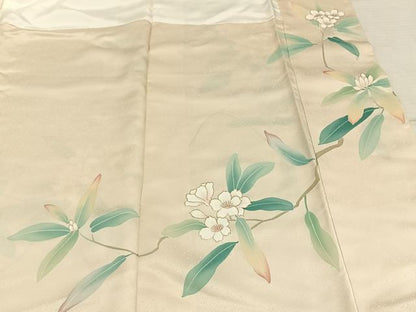 平和屋着物●訪問着　駒刺繍　草花文　金彩　正絹　逸品　AABD0469fy