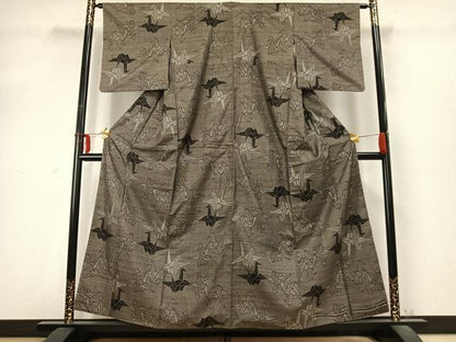 平和屋着物●本場大島紬 折り鶴 正絹 逸品 AABD0474fy