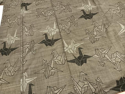 平和屋着物●本場大島紬 折り鶴 正絹 逸品 AABD0474fy