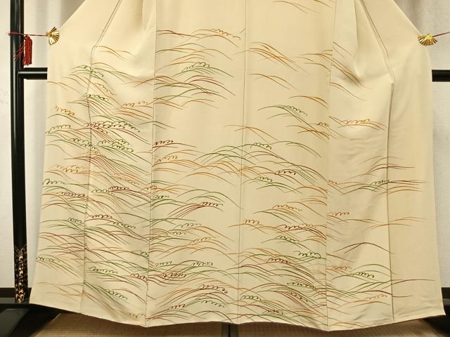 平和屋着物●訪問着　手描き　立波文　正絹　逸品　AABD0477fy