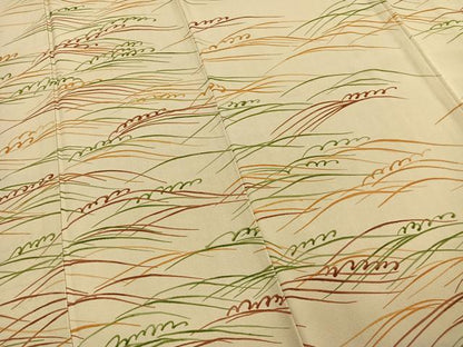 平和屋着物●訪問着　手描き　立波文　正絹　逸品　AABD0477fy