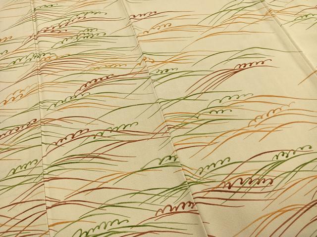 平和屋着物●訪問着　手描き　立波文　正絹　逸品　AABD0477fy