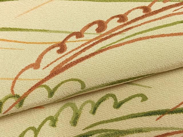 平和屋着物●訪問着　手描き　立波文　正絹　逸品　AABD0477fy