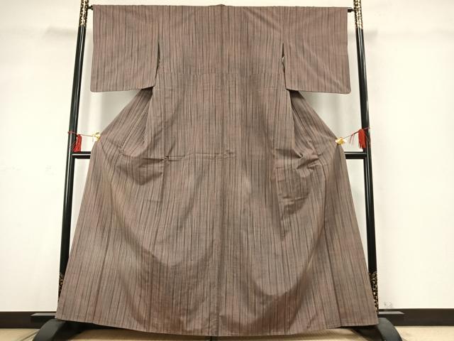 平和屋着物●上質な紬　縞　正絹　逸品　AABD0485fy