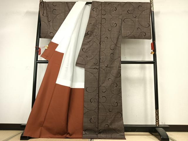 平和屋着物●本場大島紬　9マルキ　唐草文　正絹　逸品　AABD0487fy