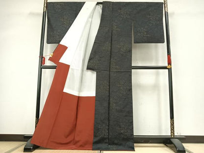 平和屋着物●本場大島紬 風景文 正絹 逸品 AABD0489fy