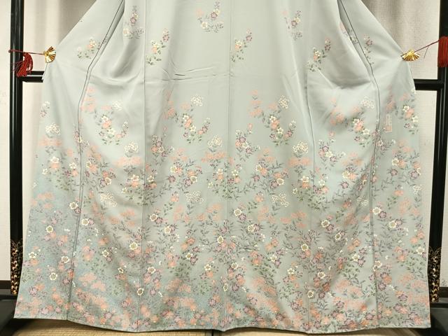 平和屋着物●訪問着　草花文　金彩　正絹　逸品　未使用　AABD0494fy