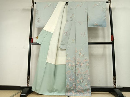 平和屋着物●訪問着　草花文　金彩　正絹　逸品　未使用　AABD0494fy