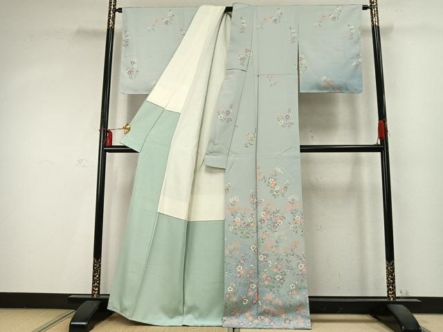 平和屋着物●訪問着　草花文　金彩　正絹　逸品　未使用　AABD0494fy