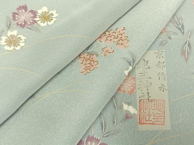 平和屋着物●訪問着　草花文　金彩　正絹　逸品　未使用　AABD0494fy