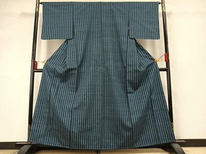 平和屋着物●上質な紬　縞　正絹　逸品　未使用　AABD0496fy