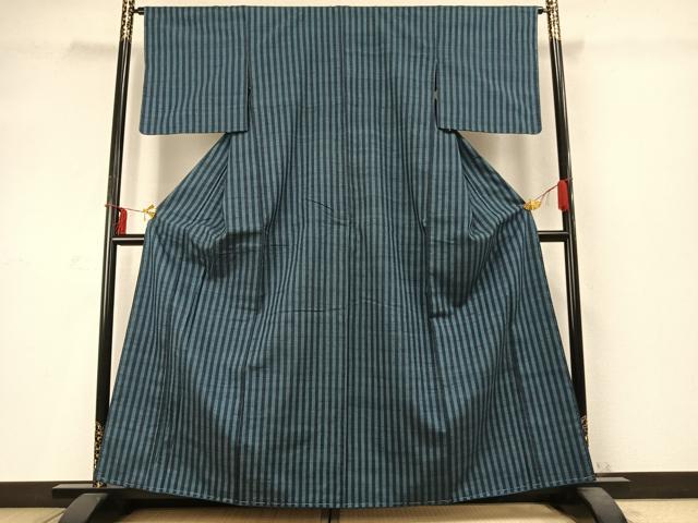 平和屋着物●上質な紬　縞　正絹　逸品　未使用　AABD0496fy