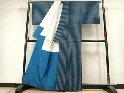 平和屋着物●上質な紬　縞　正絹　逸品　未使用　AABD0496fy