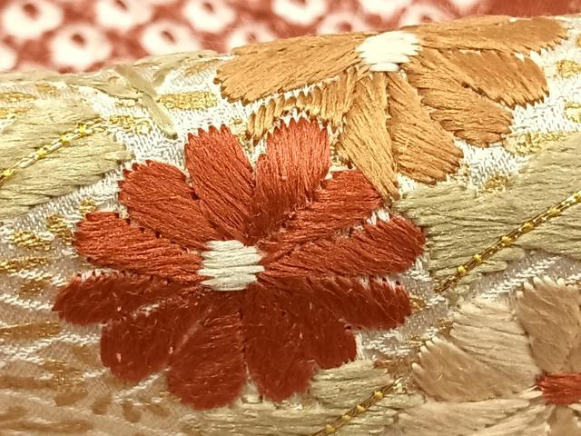 平和屋着物●訪問着　絞り　刺繍　地紙草花文　金糸　金彩　正絹　逸品　AABD0499fy