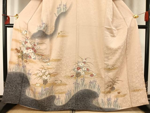 平和屋着物●訪問着 草花文 暈し染め 金彩 正絹 逸品 AABD0500fy