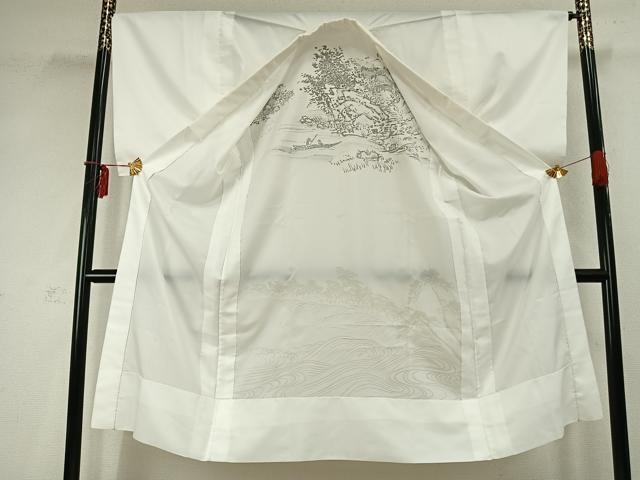 平和屋着物●男性　長襦袢　単衣　手描き　人物風景文　洗える着物　AABD0516fy