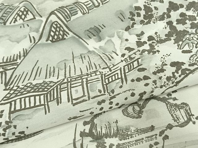 平和屋着物●男性　長襦袢　単衣　手描き　人物風景文　洗える着物　AABD0516fy