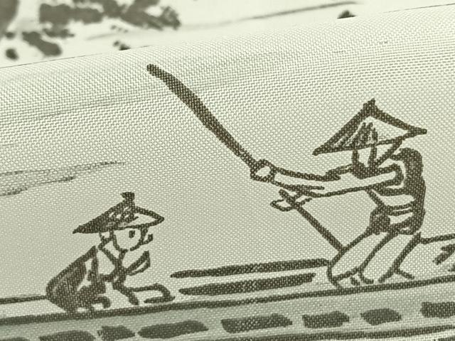 平和屋着物●男性　長襦袢　単衣　手描き　人物風景文　洗える着物　AABD0516fy
