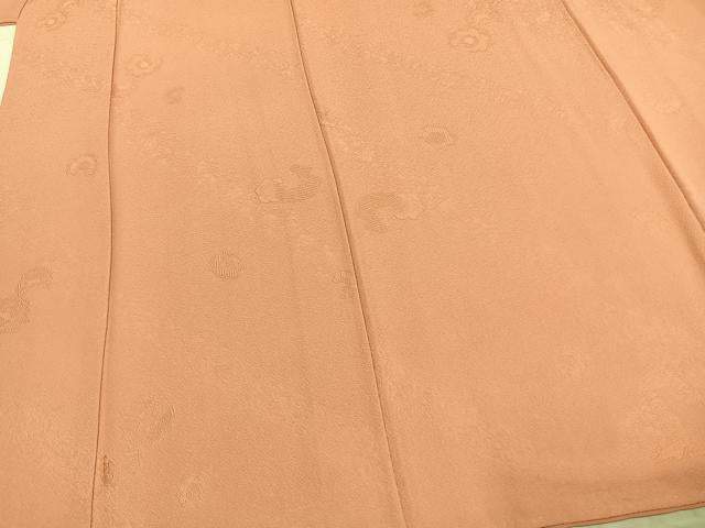 平和屋着物●上質な色無地　舞花地紋　紅梅色　正絹　逸品　AABD0545fy