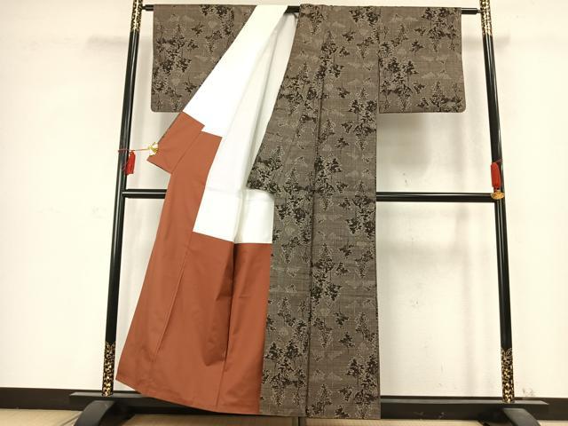 平和屋着物●本場大島紬　7マルキ　樹林文　正絹　逸品　AABD0547fy