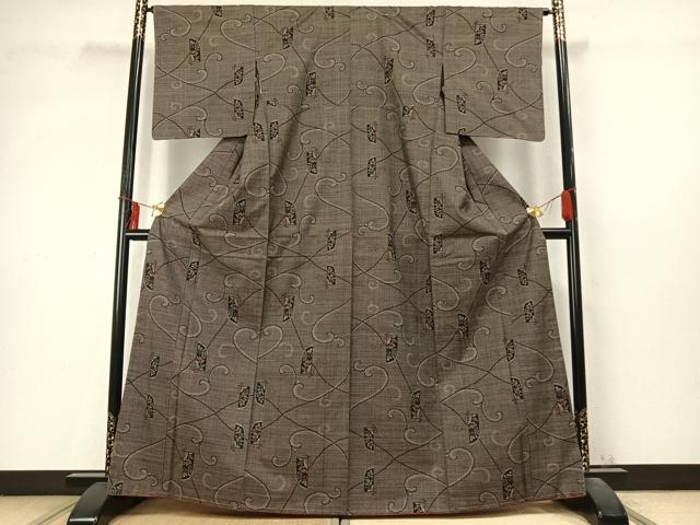 平和屋着物●本場大島紬 7マルキ 唐草花文 正絹 逸品 未使用 AABD0549fy