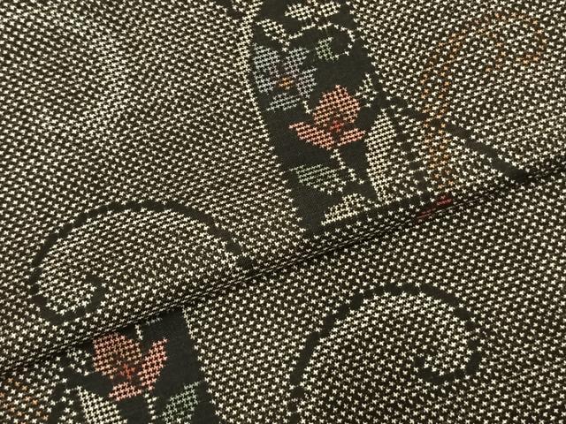 平和屋着物●本場大島紬 7マルキ 唐草花文 正絹 逸品 未使用 AABD0549fy