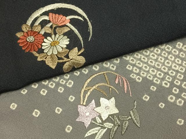 平和屋着物○訪問着 絞り 刺繍 草花文 金糸 正絹 逸品 AABD0550fy